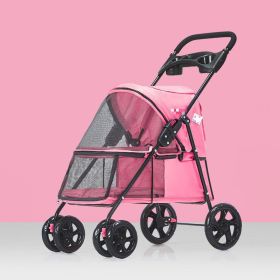 Pet Dog Stroller, Quick Folding, Shockproof with 2 Front Swivel Wheels & Rear Brake Wheels, Cup & Storage Bags Holder, Puppy Jogger Carrier - pink