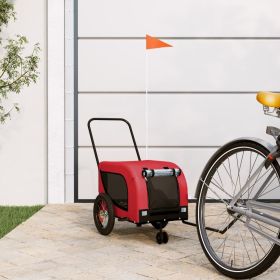 Pet Bike Trailer Red and Black Oxford Fabric and Iron - Red