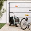 Pet Bike Trailer Black and Gray Oxford Fabric and Iron - Black