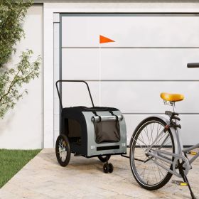 Pet Bike Trailer Black and Gray Oxford Fabric and Iron - Black
