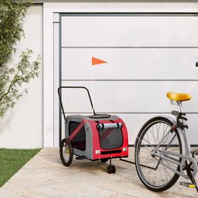 Pet Bike Trailer Red and Gray Oxford Fabric and Iron - Red