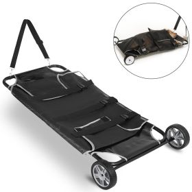 VEVOR Animal Stretcher, 45 x 25 Inch Max. 250 lbs Capacity, Dog Transport Pet Trolley with Wheels, Veterinary Apply for Large Pets, Black - Defalut