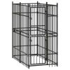 Outdoor Dog Kennel Steel 19.8 ft¬≤ - Black