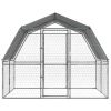 Dog Cages 2 pcs with Roof and Door Silver Galvanized Steel - Silver