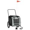 Pet Bike Trailer Black and Gray Oxford Fabric and Iron - Black