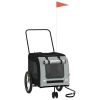Pet Bike Trailer Black and Gray Oxford Fabric and Iron - Black