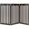 36 Inch Folding Wooden Freestanding Pet Gate Dog Gate with 360¬∞ Flexible Hinge - Dark Brown