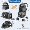 Double Pet Stroller Foldable 3-in-1 Dog Stroller with 2 Detachable Carriers - Gray