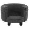 Dog Sofa Dark Gray 18.9"x18.9"x12.6" Plush and Faux Leather - Grey