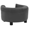 Dog Sofa Dark Gray 18.9"x18.9"x12.6" Plush and Faux Leather - Grey