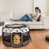 Portable Foldable Pet Playpen Exercise Pen Kennel Removable Zipper Top and Bottom Water Resistant Indoor Outdoor Use For Dogs Cats Other Pets - Coffee