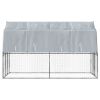 Dog Cages 2 pcs with Roof and Door Silver Galvanized Steel - Silver